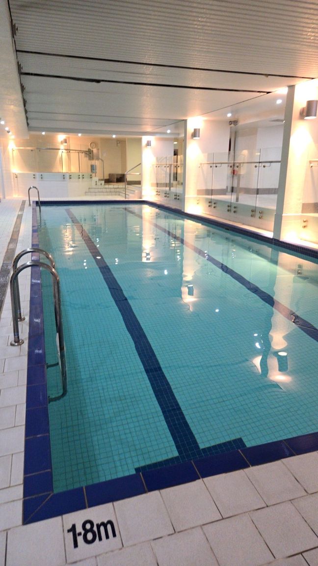 Empty indoor 25-metre length swimming pool